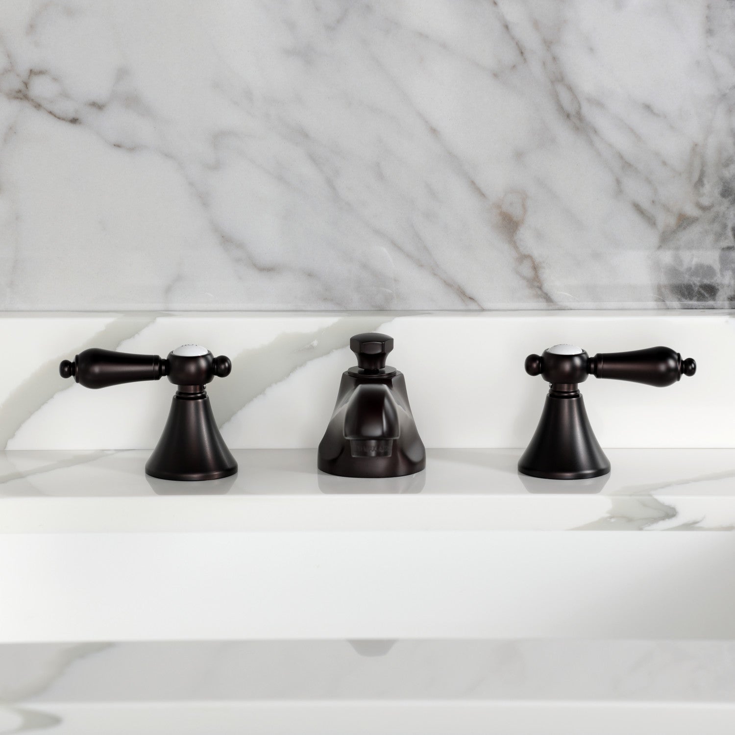 Kingston Tulare KS4475BALTwo-Handle 3-Hole Deck Mount Widespread Bathroom Faucet with Brass Pop-Up, Oil Rubbed Bronze — thumbnail 3